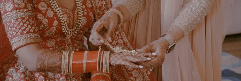a person in a red dress